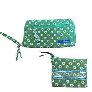 Vera Bradley green floral wallet/ coin purse.